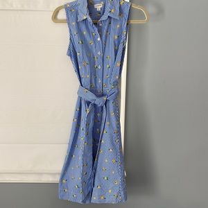 J Crew Factory Blue & White striped dress with lemons - Size 2